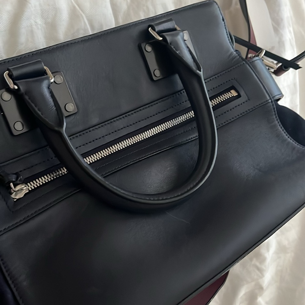 Rag & Bone Small Navy Leather Pilot Satchel, new - Picture 14 of 15
